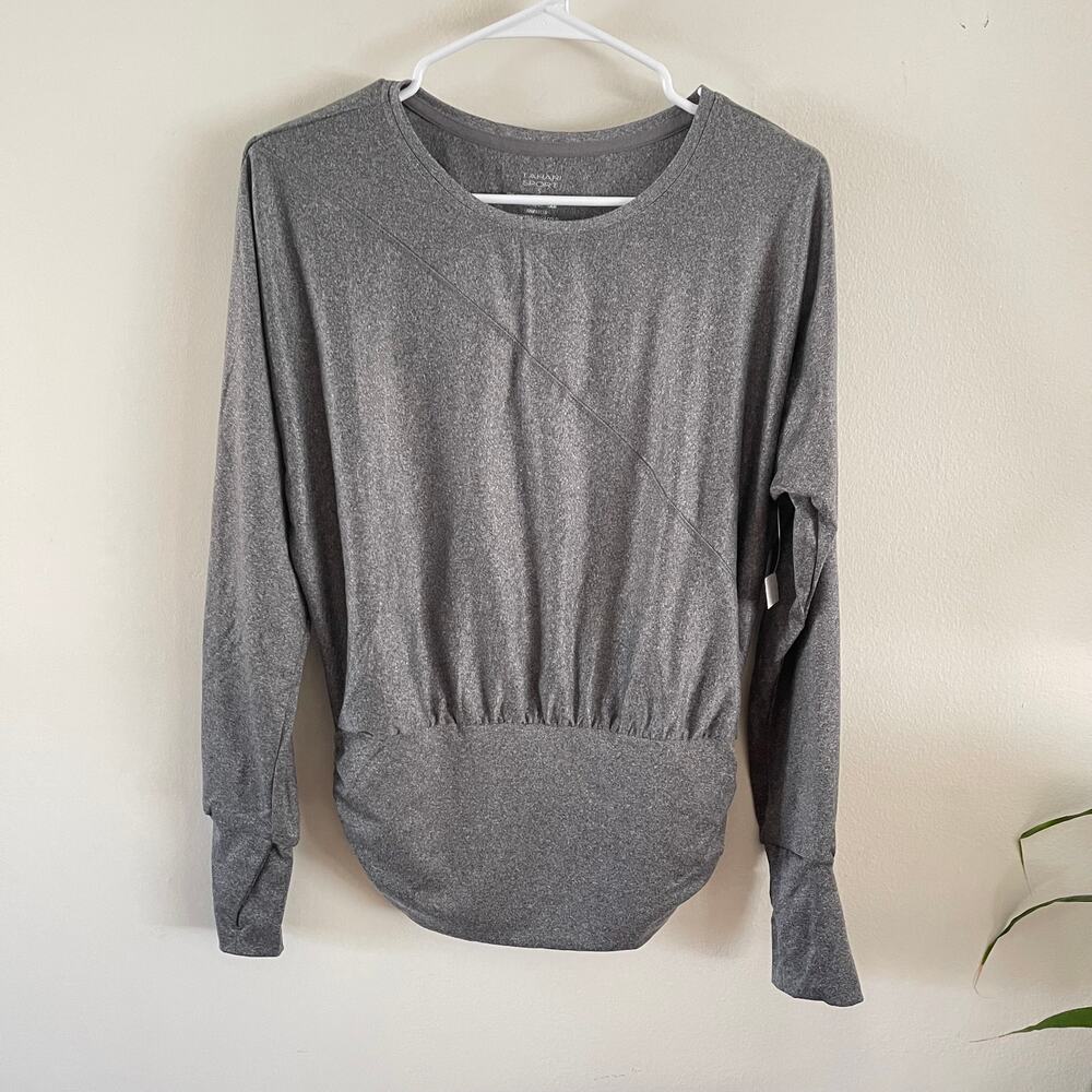 Tahari Sport Dolman Sleeve Top Gray Womens Small S Missy Athleisure Basic